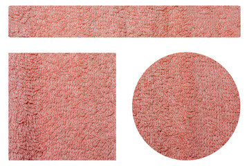 Fototapeta premium Pink Distressed Fabric Geometric Shape Elements with Rough Grunge Texture on Transparent Background