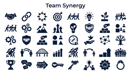 Naklejka premium Team Synergy Business Collaboration Innovation Growth Success and Strategy Icons