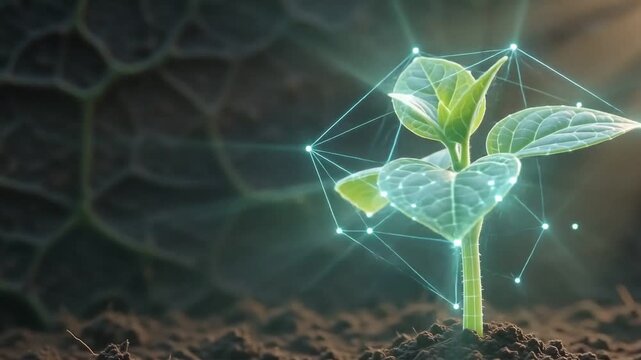 Growth Seedling with Digital Network Overlay Developing