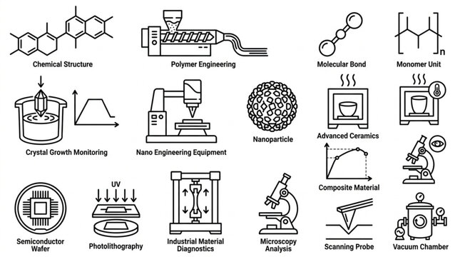 Collection of Industrial and Scientific Icons and Illustrations.