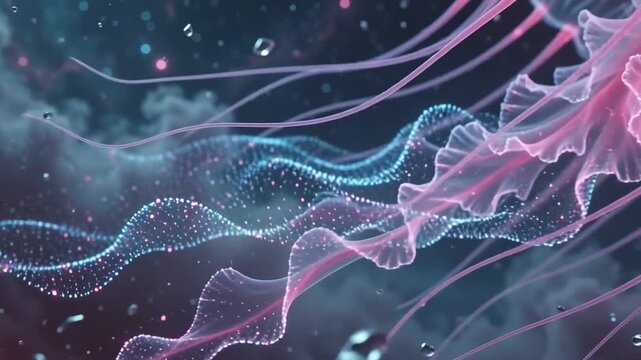 Surreal Jellyfish Ascends Through Cosmic Nebula