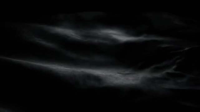 Abstract dark swirling smoke waves on black background with subtle highlights. Perfect for horror themes, dramatic transitions, mystery visuals, and atmospheric backgrounds