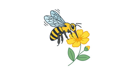Bee collecting nectar from a yellow flower © Anisah