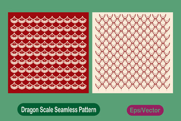 Seamless dragon scale pattern set, vector illustration of repeating fish scales or reptile skin texture in two color variations for textile, wallpaper, or background design © Fahima