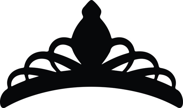 Silhouette vector Elegant princess tiara queen crown outline design