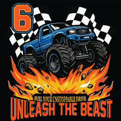 Unleash the Beast Monster Truck T-Shirt Design   Bold Off-Road Typography © Sajol