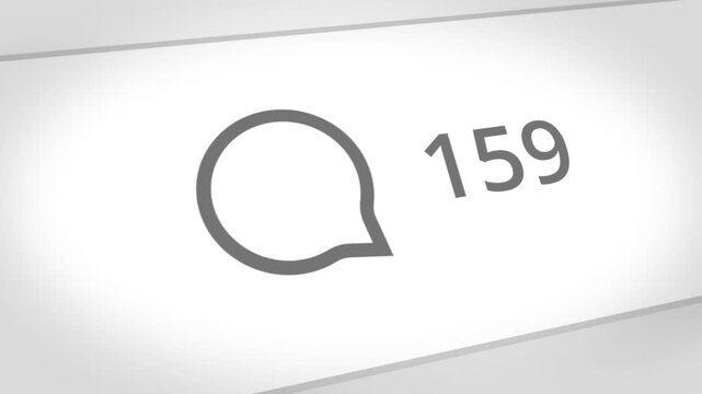 Notification bubble icon with rapidly increasing numbers representing social media engagement growth in a clean digital motion graphic animation
