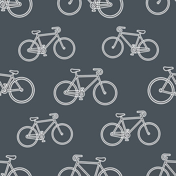 Seamless Pattern of Hand-Drawn Bicycles in Various Styles.