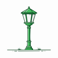 Obraz premium Green vintage lamppost illustration