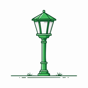Green vintage lamppost illustration