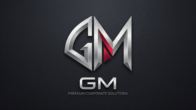 Letter GM monogram logo design with a modern and sleek metallic style for premium corporate solutions and business branding