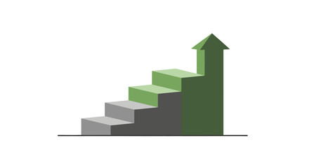 Fototapeta premium Conceptual image of a stairway leading upwards with an arrow representing growth