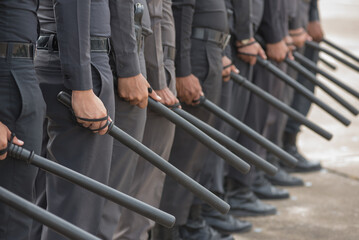 Obraz premium Riot police control the crowd training