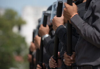 Fototapeta premium Riot police control the crowd training