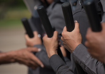 Obraz premium Riot police control the crowd training