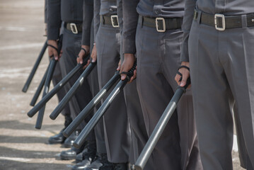 Obraz premium Riot police control the crowd training