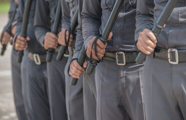 Obraz premium Riot police control the crowd training