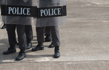 Obraz premium Riot police control the crowd training