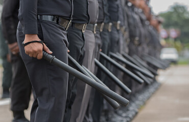 Obraz premium Riot police control the crowd training
