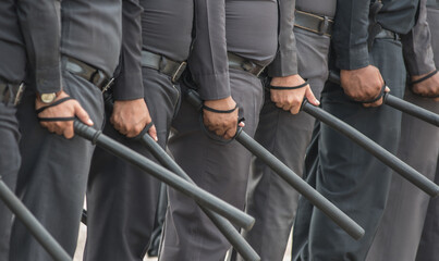Obraz premium Riot police control the crowd training