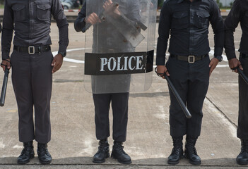 Obraz premium Riot police control the crowd training