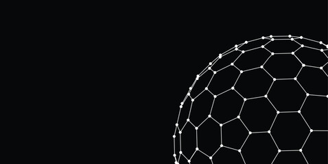 Abstract Futuristic Wireframe Sphere Background with Geometric Polygon Mesh © alphabeticmind