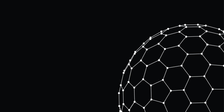 Abstract Futuristic Wireframe Sphere Background with Geometric Polygon Mesh