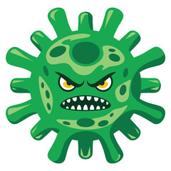 Fototapeta premium Evil virus with angry molecule epidemic illustration. Healthcare concept design ideal for medical and infection awareness themed projects.
