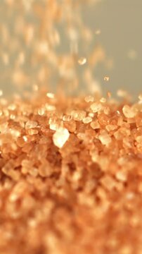 Cane sugar falls into a heap. Filmed on a high-speed camera at 1000 fps. High quality FullHD footage