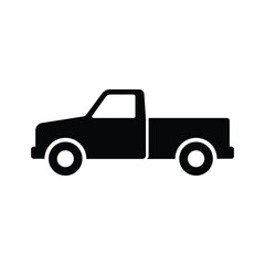 Obraz premium Pickup Truck Silhouette Vector EPS – Black 4x4 Off Road Vehicle Icon for Automotive, Adventure, Transport Design
