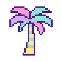 Fototapeta premium PNG Retro pixel palm tree illustration.