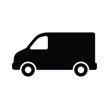 Cargo Van Silhouette Vector EPS &ndash; Black Panel Delivery Van Vehicle Icon for Logistics, Transport, Business Design