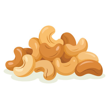 Flat minimalism cashew nuts icon vector product illustration. Vector eps 10 ideal for food branding, healthy snacks and packaging design elements.