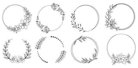 decorative circular frame vector set floral wreath ornate border circle collection © Raisa