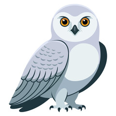 Obraz premium Flat vector illustration of a cute polar owl with isolated background. Perfect for animal cartoons winter nature and playful themed visuals.
