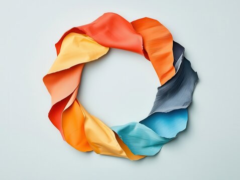 Abstract symbol of infinity made of plastic, glass, and fabric scraps, circularity concept
