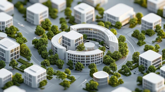 3D render of sustainable city with visible circular economy systems