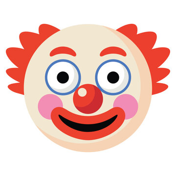 Funny clown face emoji vector illustration with colorful cartoon style, suitable for circus events, comedy themes and playful social media graphics.