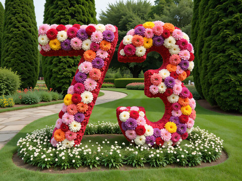 number 73 made from flowers