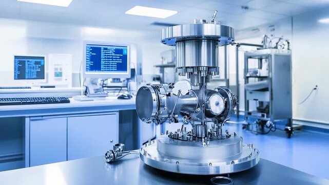 Scientific machinery performing research in a state of the art laboratory, showcasing technology and engineering development in a controlled environment