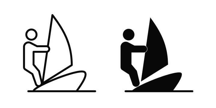 Windsurf icon collection, linear icons set with solid style