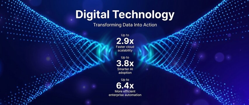 Technology Big Data Flow Background with AI Particles and Digital Stream Lines. Futuristic Data Science Concept. Tech Business Presentation or Annual Report Template. Vector binary code background
