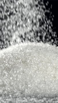 Sugar falls on the table in a heap. Filmed on a high-speed camera at 1000 fps. High quality FullHD footage