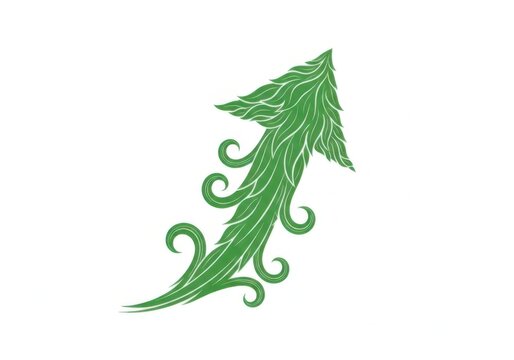 Green leafy decorative arrow pointing upward