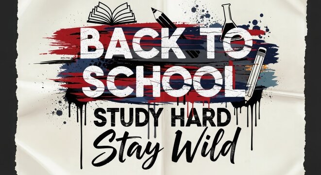 Back to school study hard stay wild educational poster