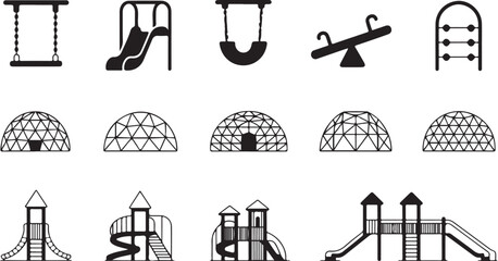 Playground equipment and dome structures vector icons © Soriyea