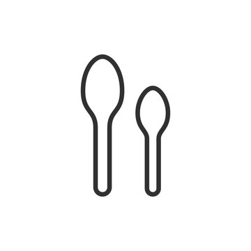 Spoon set, linear style icon. Eating utensils and food serving tools. Editable stroke width