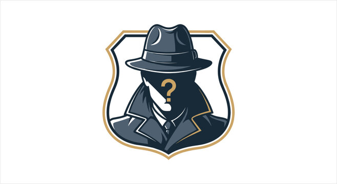 Mysterious Detective Figure with Question Mark Emblem.