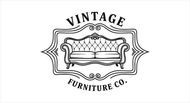 Vintage Furniture Company Emblem with Ornate Sofa.