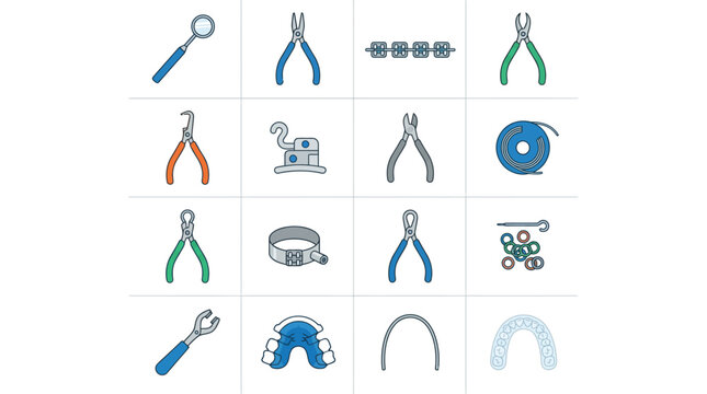 Orthodontic dental tools and appliances.